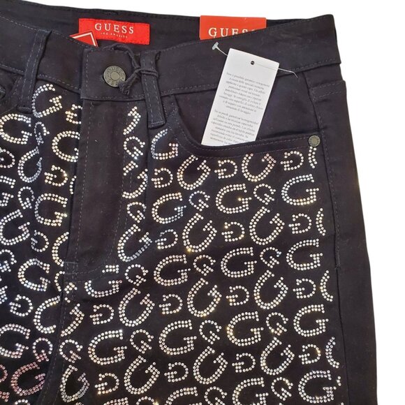 Guess Girly G Stone Slim Fit High Rise Straight Black Jeans Size 6/28 NWT - Picture 6 of 16